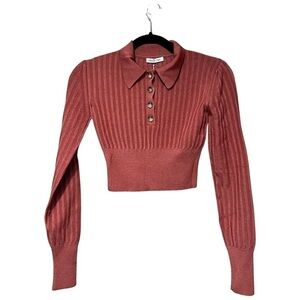 NWT ANNA OCTOBER Terracotta Knit Polo Cropped Top XL